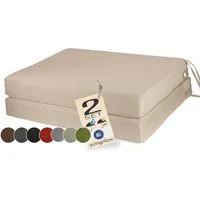 sunnypillow Stuhlkissen 2er Set Stuhlkissen mit Bändern "HAVANA" viele Farben zur Auswahl, Ecru