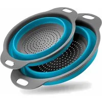 König Design Seiher 2er Set Faltbares Küchensieb Nudelsieb, Silikon / Kunststoff, (Set, 2-St., 2 Größen), Seiher Sieb, Küche Silikon Klappbar Abtropfsieb Nudelsieb