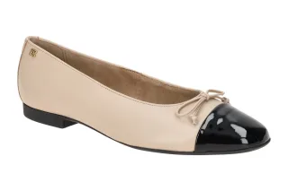 Paul Green Damen Ballerinas 1000-000 black/biscuit Beige Lack Glattleder Lede...