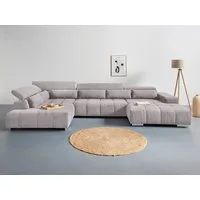 COTTA Wohnlandschaft Orion U-Form, B: 409 cm, mit Kopfteilverstellung & 6 Nierenkissen