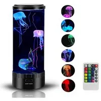 MOPUEA LED Nachtlicht Quallenlampe LED Nachtlicht mit 7 Farbwechsel & Fernbedienung, RGB Licht, beruhigend, leise, dekorativ, entspannend