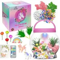 Coradoma Kreativset Terrarium Kit für Kinder DIY Bastelset mit Nachtlicht Lampe Deko, Junge und Mädchen Geschenke