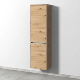 Sanipa Twiga Hochschrank mit LED-Beleuchtung, 1 Tür und 1 Wäschekorbklappe, Eiche Natural-Touch, SY1 SY11285