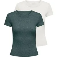 ONLY Kurzarmshirt ONLEASY S/S TOP CS JRS 2 PACK (Packung, 2-tlg) Baumwollmischung, regular fit