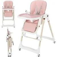 oyajia Hochstuhl Kinderstuhl Stuhl Baby Kinderstuhl Klappbar mit Esstablett (Baby & Kinder Hochstuhl Babyliege Höhenverstellbar, Räder Klappbar), mit Liegefunktion 0-36 Monate
