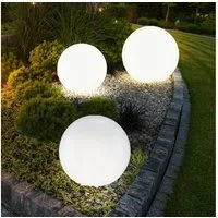 etc-shop LED Kugelleuchte, LED-Leuchtmittel fest verbaut, Warmweiß, 3er Set LED Außen Solar Kugel Leuchten Garten Beleuchtung Rasen-