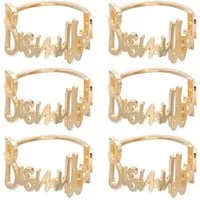 FOUORTUNATE-BEE Serviettenring 6 Stück Bismillah Letter Metall Serviettenring Set, (Alphabet Serviettenschnallen Halter, 6-tlg., Tischdekoration für Hochzeit, Party, Ramadan, Bankett)