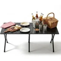 relaxdays Campingtisch klappbar, schwarz, 120x60 cm