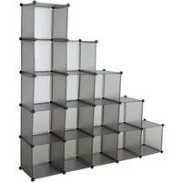ESTEXO Regal system Würfelregal Steckregal 15 Fächer Stufenregal DIY Kunststoff