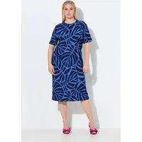 Ulla Popken Midikleid Midikleid Blätter Oversized Rundhals Halbarm