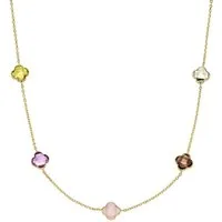 Schmuck Krone Goldarmband Armband 585 Gelbgold Kleeblatt Blumen Edelsteine 19cm, Gold 585