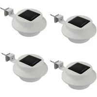 HAC24 LED Dachrinnenleuchte 4x Dachrinnenlampe Dachrinnen Lampe Licht Regenrinne Solarlampe, LED fest integriert, Kaltweiß, 3 LEDs Kaltweiß inkl. Befestigungsmaterial