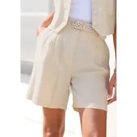 LASCANA Bermudas aus sommerlichem Leinen-Mix mit modischen Bundfalten, feminine Sommershorts, Webshorts, Sommerhose