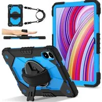 Wigento Tablet-Hülle Für Xiaomi Redmi Pad Pro 12.1 Robot Design Silikon Hybrid Hülle Blau, Hybrid Schutzhülle Smart Case Cover mit Schultergurt