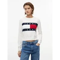 Tommy Jeans Rundhalspullover TJW FLAG CREW NECK SWEATER EXT Baumwolle, Flag Strickmuster