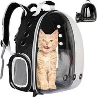 Purlov Tiertransporttasche Tiertransport-Rucksack für Katzen, Hunde und kleine Haustiere" bis 5,00 kg, Transparente Plexiglas-Front