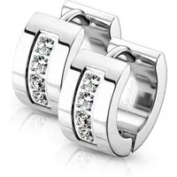 BUNGSA Creolen-Set Kristall-Creolen breit 7mm aus Edelstahl Damen silber (1 Paar (2 Stück), 2-tlg), Ohrschmuck Ohrringe