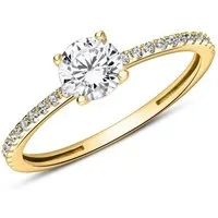 JEWLIX Verlobungsring Gelbgold 9K mit Zirkonia Hauptstein und weiteren Zirkonia VR0461
