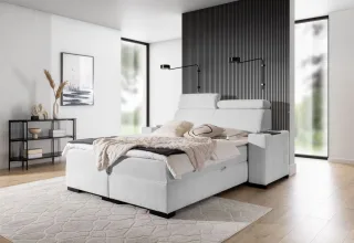 Boxspringbett Bett NESTOR 200x200cm Set.1 in Stoff Dress Me Pearl