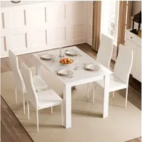 Mondeer Essgruppe Esszimmergruppe (Set, 5-tlg), Spanplatte & Lederimitat, Zweifarbig, Ergonomisch 138 x 90cm