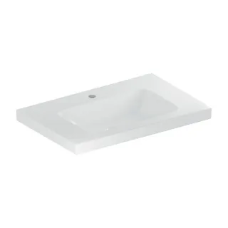Geberit iCon light Waschtisch 501839005 75x48cm, Hahnloch mittig, ohne Überlauf, mit Ablagefläche, weiß