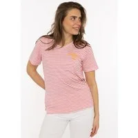 Zwillingsherz T-Shirt "Heimatgefühl" V-Neck, gestreift, kleines Motiv gestickt mit Anker