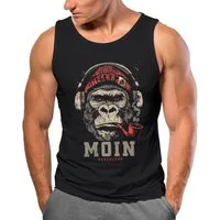 Neverless Tanktop Herren Tank-Top Shirt Moin Schriftzug Gorilla Musik Aufdruck mit Print