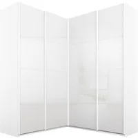 rauch Schwebetürenschrank Schrank Garderobe Eckkleiderschrank QUADRA Front in Dekor/Hochglanz (in den Höhen 210/229 cm, inkl. Soft-Close-Funktion) großer Eckschrank mit viel Stauraum, Maß 181x187 cm MADE IN GERMANY
