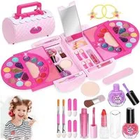 KINSI Lernspielzeug Kinder Schminkkoffer,Prinzessin Kosmetikset, Rollenspiel Spielzeug, Kinderschmink Set,Waschbar