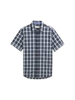 Tom Tailor - Regular Fit Kurzarmhemd mit Karomuster navy powder blue check - Gr. - M