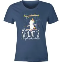 MoonWorks Print-Shirt Damen T-Shirt Einhorn auf Schaukel "Mir reicht`s ich geh schaukeln" mit Print