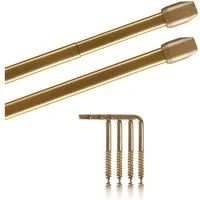 Bestlivings Vitragestange 2er-Pack, Ø 10 mm, 1-läufig, ausziehbar, mit Schraubhaken, verschrauben, Edelstahl, für Küchen- & Bistrogardinen