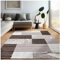 Carpettex Designteppich Abstrakt Kariert Design, Läufer, Höhe: 12 mm, Modern Kurzflor Teppich Wohnzimmer Kariert Design verschidene größen