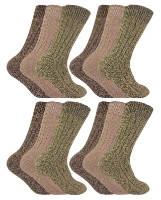 Socke Snob - 12 Paar Herren Wolle Boot Socken für Wandern - Braun
