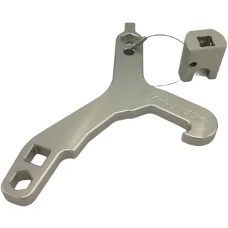 Mini-Kupplungsschlüssel 2.0 | UNISEK | Allround-Werkzeug für alle Kupplungsformen | 17 x 13,5 cm | Aluminium | robust, leicht und langlebig OHNE Adapter