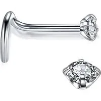 Karisma Schmuck Nasenpiercing aus Chirurgenstahl 316L Nasenstaecker mit Kristallstein, 3 oder 4mm Zirkonia Kristalle Frauenschmuck