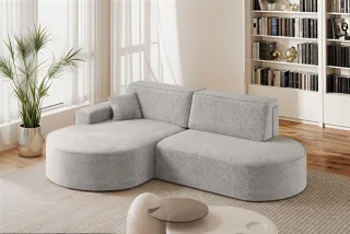 Ecksofa Schlafsofa Sofa VENEDIG Stoff Arena Hellgrau Ottomane Links