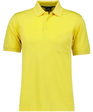 RAGMAN - Softknit-Polo mit Brusttasche, kurzarm gelb - Gr. - XL