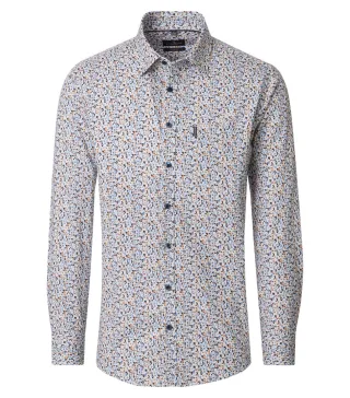 CASAMODA - Casual Fit: Freizeithemd beige/blau/braun - Gr. - XXL