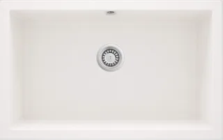Neuesbad Granitspüle zum Unterbau 800x500x204 3, 5'', Alabaster, mit Raumsparsiphon NB1DEZQAA10D1