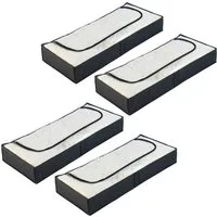 WENKO Unterbettkommode Modell Deep Black (Set, 4 St), Aufbewahrungstasche mit großem Sichtfenster & 3-Seiten-Reißverschluss