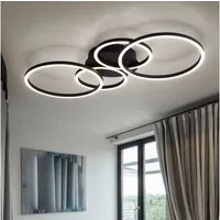 GLOBO LIGHTING LED Deckenleuchte, LED-Leuchtmittel fest verbaut, Warmweiß, Deckenleuchte Ringleuchte Deckenlampe Innen Leuchte vier Ringe