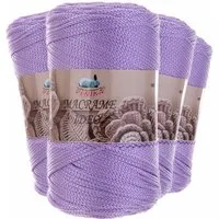 maDDma 4 x 250g Strickgarn Macrame Ideo Unifarben Häkelgarn Flechtgarn Häkelwolle, 1000 m (Sparpaket (4 Knäuel je 250g), 4-St), lila