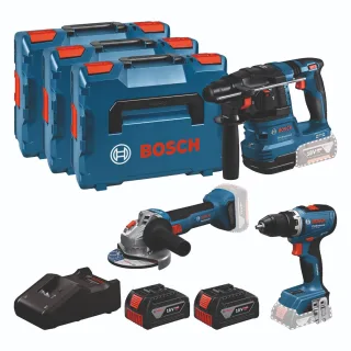 Bosch Combo Kit 18V-Set mit 3 Werkzeugen: GSR + GBH + GWS + 2x GBA 5.0 Ah + GAL 18V-40 - 0615A5009G
