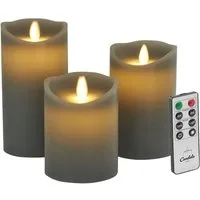 LC Home LED-Kerze Set Echtwachskerze Timerfunktion Fernbedienung LED Kerzen Dimmbar (Set, 3-tlg., LED Kerzen Set Stumpenkerzen mit Fernbedienung Timerfunktion dimmbar), LED Kerzen 3er Set in 7,5x10/12,5/15 oder 5er Set in 5x13/14/16/18/20