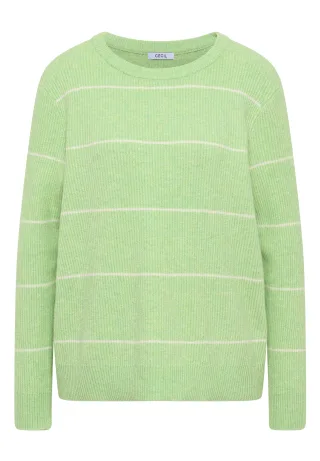 CECIL - Gestreifter Strukturpullover bamboo green melange - Gr. - XXL