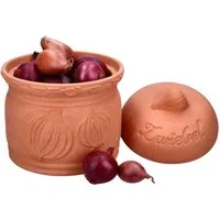 MamboCat Vorratsglas Terra Zwiebeltopf mit Deckel Ø 17,8cm aus Terrakotta Aufbewahrungsbox, Ton