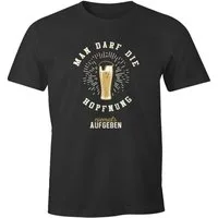 MoonWorks Print-Shirt Herren T-Shirt Man darf die Hopfnung niemals aufgeben lustiges Party Bier Shirt Moonworks® mit Print