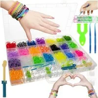 KRUZZEL Kreativset Loom Bands Gummibänder Starter Set, Webhaken, Webrahmen, (Kreativ-Set, 4400-tlg., 4400 Loom-Bänder Set), Kreatives Bastelset für vielfältige DIY-Projekte ab 3 Jahren.