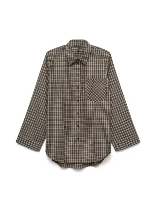 VERO MODA - VMKARA LS LOOSE CHECK SHIRT WVN Chocolate Torte - Gr. - M